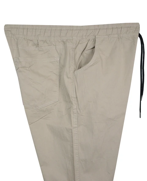 Erkek 118 -156 Kilo Arası İçin Uygun Lastikli Paça Bağcıklı Battal Boy Gabardin Pantolon Taş - 3