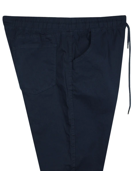 Erkek 118 -156 Kilo Arası İçin Uygun Lastikli Paça Bağcıklı Battal Boy Gabardin Pantolon Lacivert - 3
