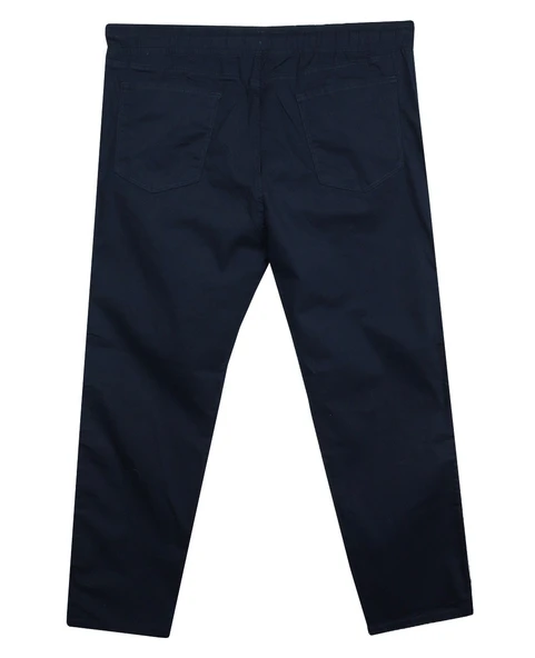Erkek 118 -156 Kilo Arası İçin Uygun Lastikli Paça Bağcıklı Battal Boy Gabardin Pantolon Lacivert - 2