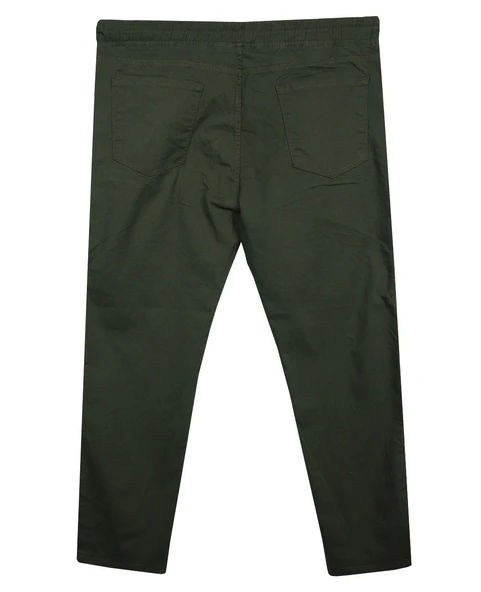 Erkek 118 -156 Kilo Arası İçin Uygun Lastikli Paça Bağcıklı Battal Boy Gabardin Pantolon Haki - 2