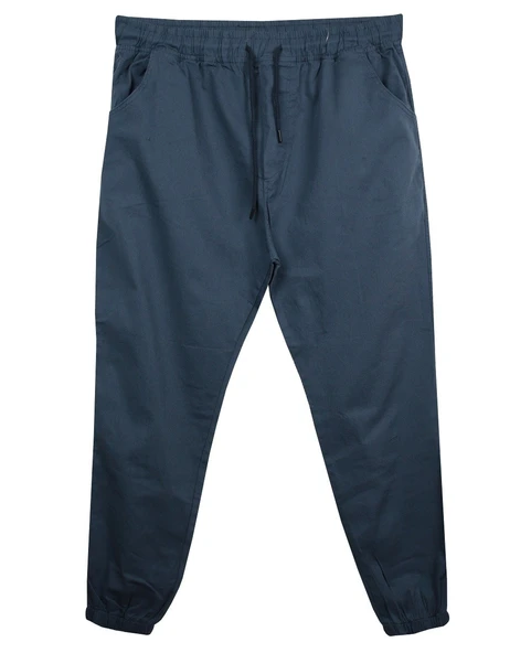 Erkek 118 -156 Kilo Arası İçin Uygun Lastikli Paça Bağcıklı Battal Boy Gabardin Pantolon İndigo