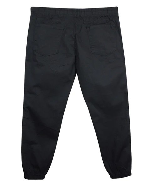 Erkek 118 -156 Kilo Arası İçin Uygun Lastikli Paça Bağcıklı Battal Boy Gabardin Pantolon Siyah - 2