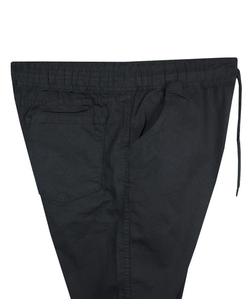 Erkek 118 -156 Kilo Arası İçin Uygun Lastikli Paça Bağcıklı Battal Boy Gabardin Pantolon Siyah - 3