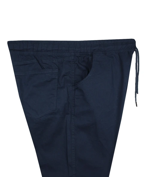 Erkek 118 -156 Kilo Arası İçin Uygun Lastikli Paça Bağcıklı Battal Boy Gabardin Pantolon Lacivert - 3