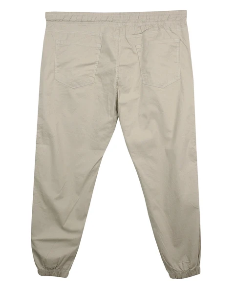 Erkek 118 -156 Kilo Arası İçin Uygun Lastikli Paça Bağcıklı Battal Boy Gabardin Pantolon Taş - 2