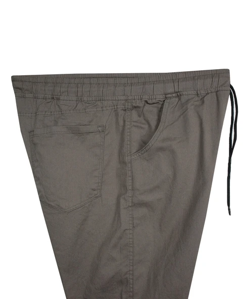 Erkek 118 -156 Kilo Arası İçin Uygun Lastikli Paça Bağcıklı Battal Boy Gabardin Pantolon Toprak - 3