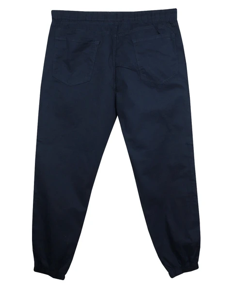 Erkek 118 -156 Kilo Arası İçin Uygun Lastikli Paça Bağcıklı Battal Boy Gabardin Pantolon Lacivert - 2