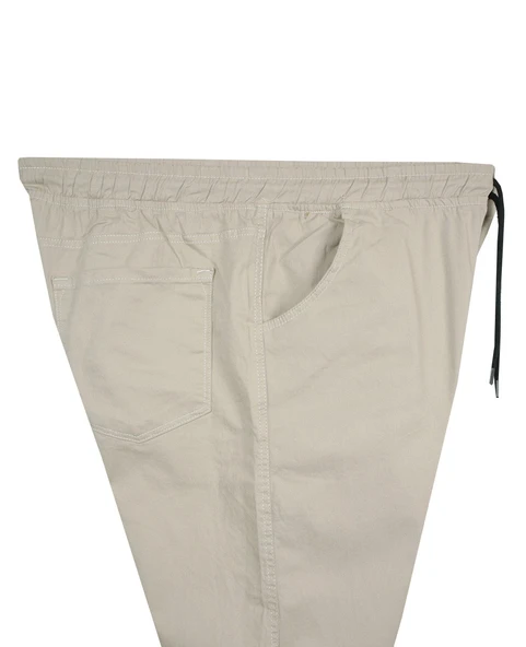 Erkek 118 -156 Kilo Arası İçin Uygun Lastikli Paça Bağcıklı Battal Boy Gabardin Pantolon Taş - 3