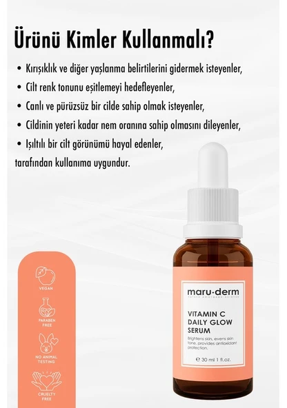 Maru.Derm C Vitamini ve Peptid Aydınlatıcı Yüz Serumu 30 ml - 2
