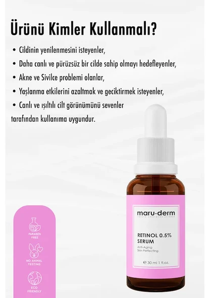 Maru.Derm Retinol 0.5% Cilt Yenileyici Bakım Serumu 30 ml - 2
