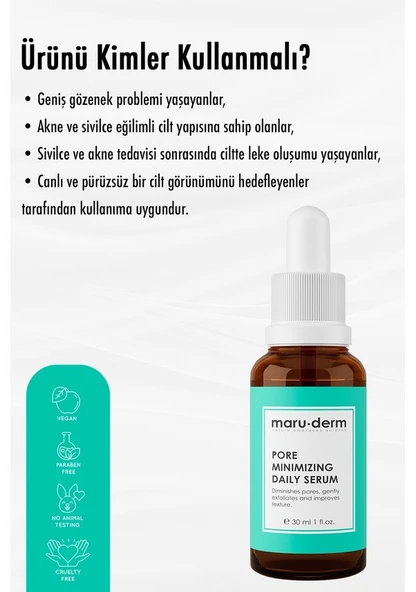 Maru.Derm Gözenek Sıkılaştırıcı Bha ve Peptid Cilt Bakım Serumu 30 ml - 2