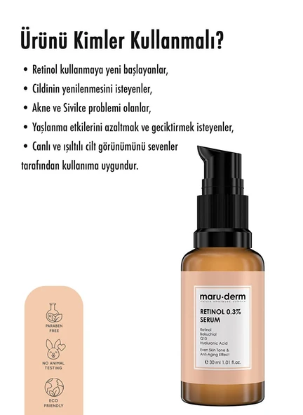Maru.Derm Retinol 0.3% Yenileyici Yüz Serumu 30 ml - 2