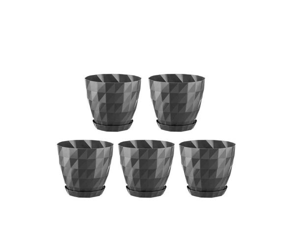 Omnipazar SO-KRT1 Dekoratif Kristal Saksı Takımı 0.6 Lt Antrasit 5 Adet ürün görseli