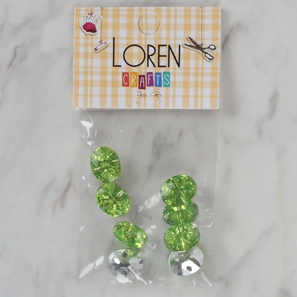 Loren Crafts yeşil 8 li düğme - 247 - 1