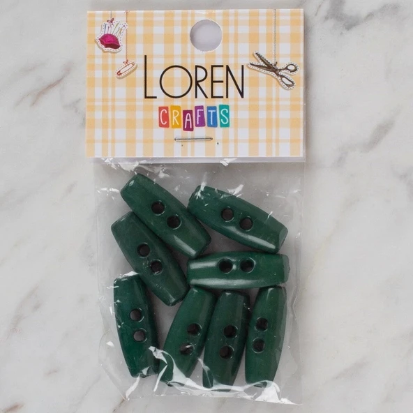 Loren Crafts yeşil 8 li çoban düğmesi - 64 - 1