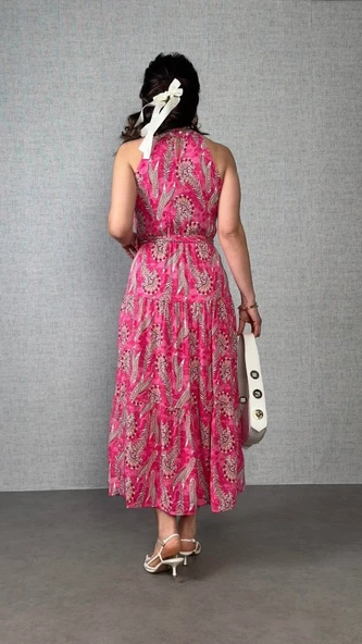 Lucky Life Kadın Omuzlardan Açık Boyundan Geçmeli Desenli Süprem Bluz - Resim 4