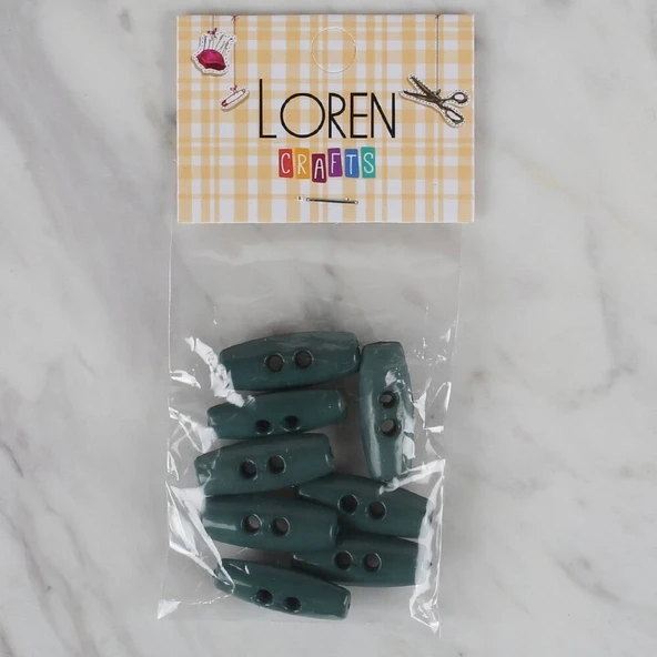 Loren Crafts yeşil 8 li çoban düğmesi - 65 - 1