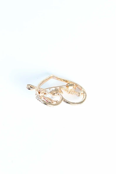 Zirkon Taşlı Metal Broş - 2