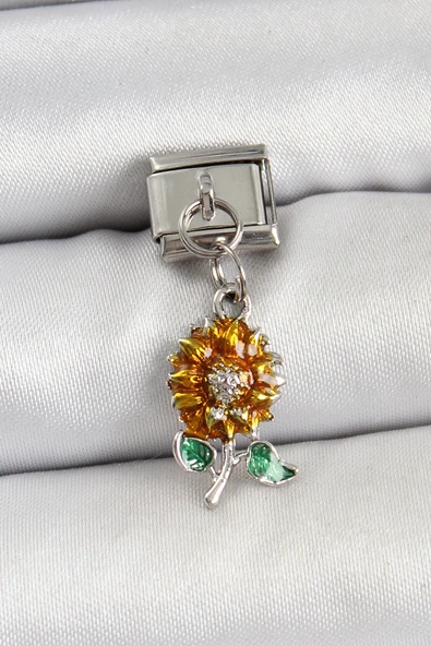 Çelik Sallantılı Ayçiçeği Model Gümüş Renk Nomination Charm - 1