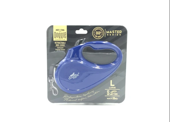 Doggie Master Seri Otomatik Makaralı Köpek Gezdirme 50 kg / 5 M Mavi ürün görseli 1