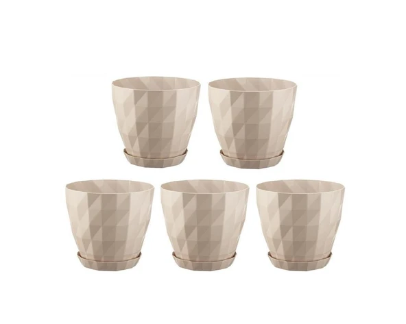 Omnipazar SO-KRT2 Dekoratif Kristal Saksı Takımı 1.15 lt Kirli Beyaz 5 Adet