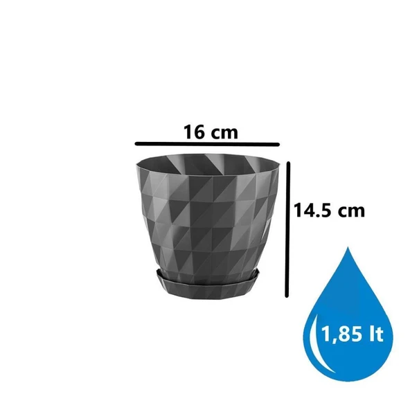 Omnipazar SO-KRT3 Dekoratif Kristal Saksı Takımı 1.85 lt Antrasit 5 Adet - Resim 2