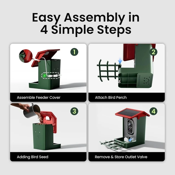 Heapets Kamera, Güneş Enerjili 2K HD Video - Kırmızı - 3