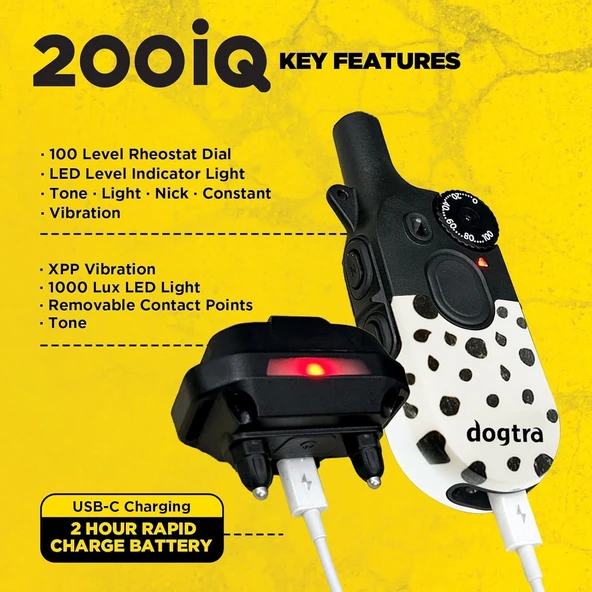 Dogtra 200iQ Uzaktan Eğitim E-Tasması 4,5+ Kg Köpekler - Modern Dots - 6
