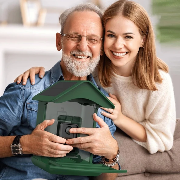 BirdLegend Akıllı Kuş Yemliği Kameralı Güneş Enerjili, 1080P HD - Yeşil - 2