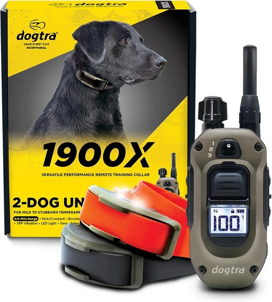 Dogtra 1900X 2 Köpek için Uzaktan Kumandalı E-Collar - 3/4 Mil, 16+ Kg Köpekler