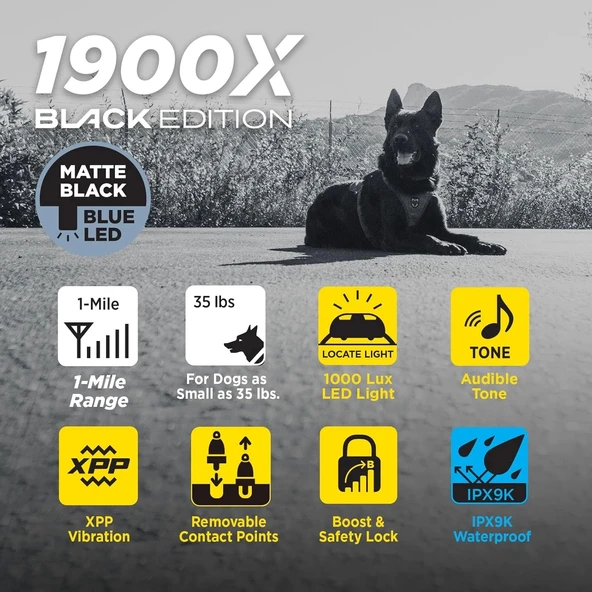 Dogtra 1900X Black - 1 Mil Uzaktan Eğitim E-Collar 20+ Kg Köpekler - 2
