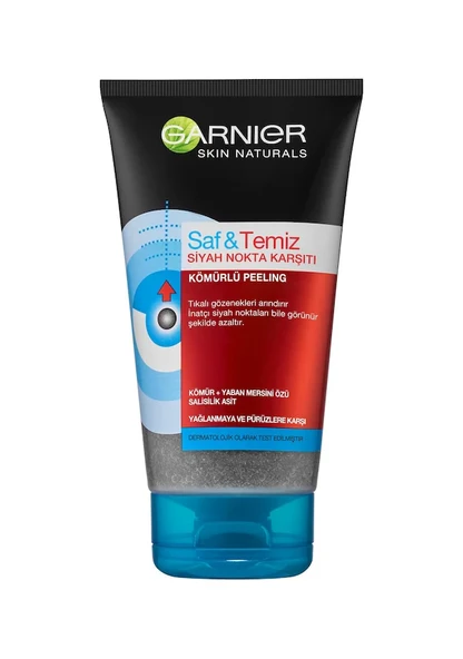 Garnier Saf & Temiz Siyah Nokta Karşıtı 3'ü 1 Arada Kömürlü Peeling 150 ml