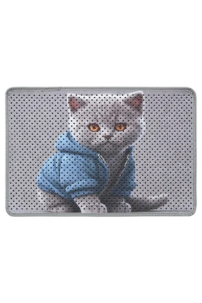 MatGo Pati Kedi Kumu Matı Çift Katlı Sıvı Geçirmez Kaymaz Elekli Yıkanabilir Kedi Tuvaleti Paspası 40x60cm - Resim 2