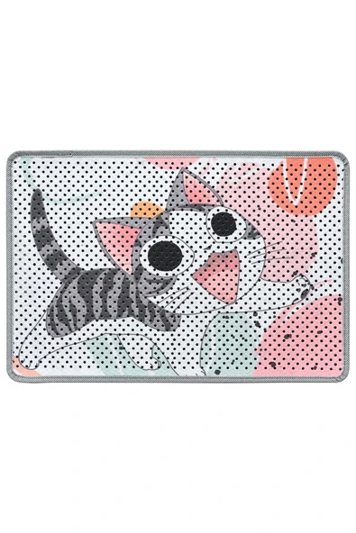 MatGo Pati Kedi Kumu Matı Çift Katlı Sıvı Geçirmez Kaymaz Elekli Yıkanabilir Kedi Tuvaleti Paspası 40x60cm - Resim 2
