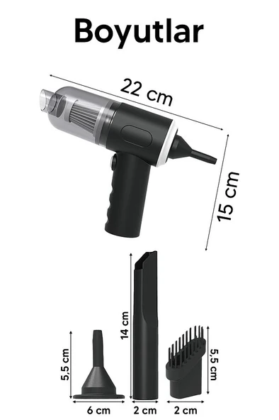 Şarjlı Araç İçi Kablosuz Mini El Süpürgesi - 2
