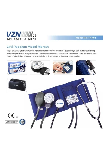 VZN VZN Manuel Tansiyon Aleti Cırtlı Manşon Steteskoplu - 1