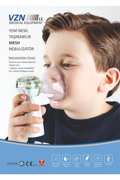 VZN VZN Taşınabilir Yeni Mesh Nebulizatör Şarjlı,kademe Ayarlanabilir 3 Kademeli(LT-N200) - 2