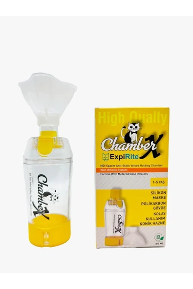 EXPİRİTE EXPİRİTE ChamberX 1-5 Yaş Çocuklar için Maskeli ,Düdük Sistemli Valfli İnhalasyon Chamberı(Sarı Renk) - 1