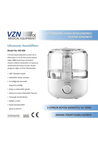 VZN Ultrasonik Hava Nemlendirici Buhar Makinesi - 2