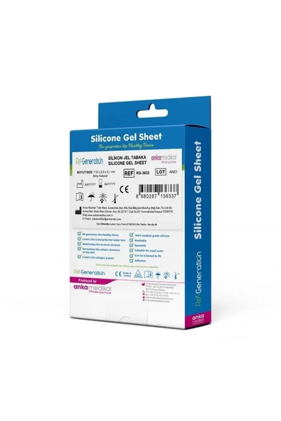 RE-GENERATION Silikon Sheet - Yara Bakımı, Yanık Izi, Ameliyat Izi, Akneizi Gidermeye Yardımcı - 9x2x0,1 Cm - 6