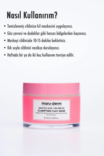 Kil Maskesi | Salisilik Asit + Çay Ağacı Yağı Kil Maskesi 100 ML | Siyah Nokta / Gözenek | Vegan - Resim 5