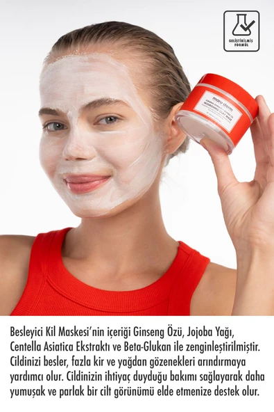 Kil Maskesi | Ginseng Özü + Jojoba Yağı Besleyici Kil Maskesi 100 ML | Tüm Cilt Tipleri | Vegan - 3