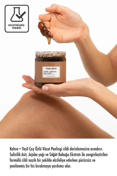 Body Scrub | Kahve + Yeşil Çay Özlü Vücut Peelingi | BHA + Jojoba Yağı 250 ML - 4