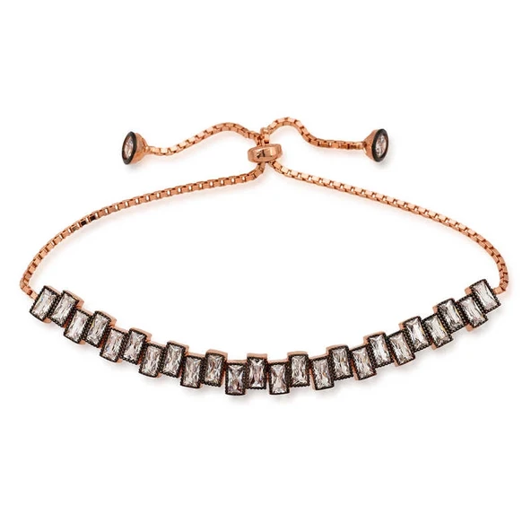 Gümüş Rose Baget Taşlı Asansör Bileklik ürün görseli