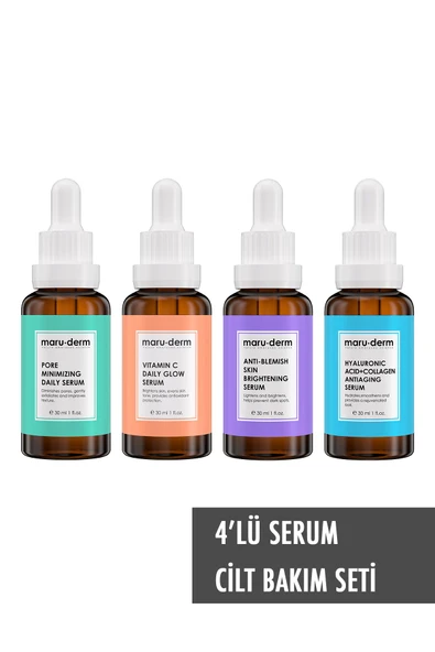 Maruderm 4'lü Fırsat Serum Seti Mrd601 - Leke, Hyalüronik, C Vitamini, Gözenek Serumu ürün görseli