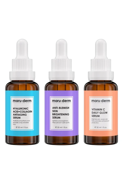 Maruderm 3'lü Fırsat Serum Seti - Leke Serumu, Hyalüronik Asit Serum, C Vitamini Serumu ürün görseli