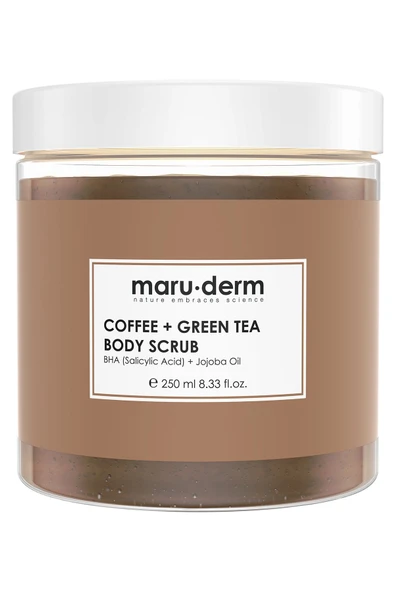 Body Scrub | Kahve + Yeşil Çay Özlü Vücut Peelingi | BHA + Jojoba Yağı 250 ML