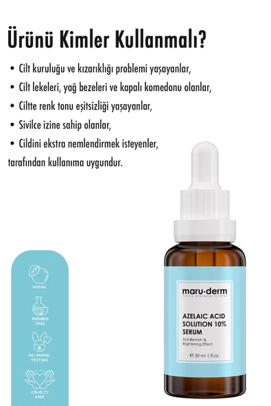 Maruderm Azelaik Asit Solüsyon %10 Aydınlatıcı Leke Karşıtı Cilt Bakım Serumu 30 ML - 4