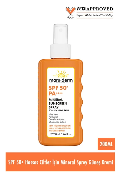 Vücut Güneş Spreyi | Hassas Ciltler İçin SPF 50+ Mineral Sprey Güneş Kremi 200 ML - 2