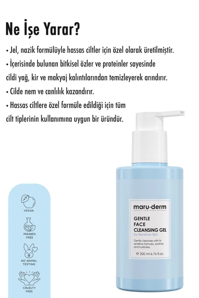 Maruderm Hassas Ve Atopik Ciltler Için Yüz Temizleme Jeli 200 ml - Resim 4